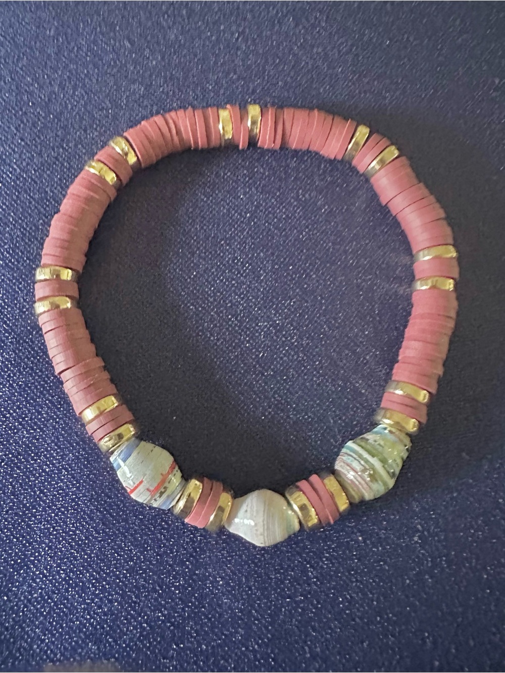 Brown and Multi-Colored handmade beaded bracelets with Gold Accents. - Picture 3 of 6